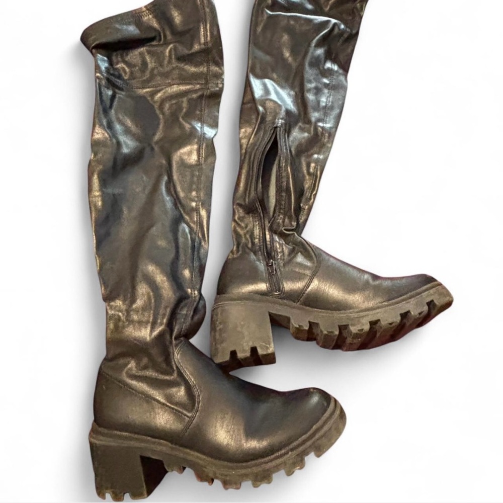 Thigh high chunky boots